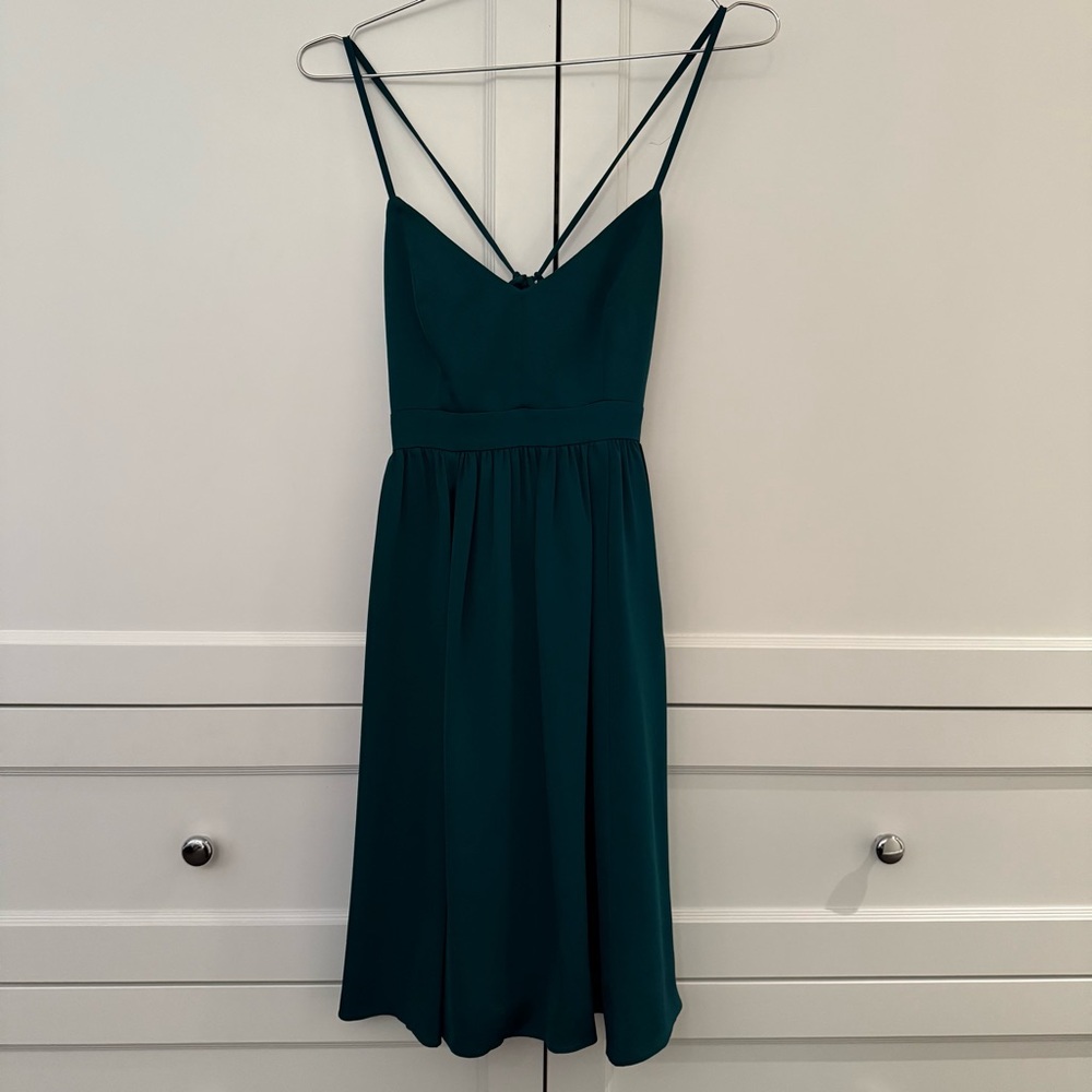 J. Crew Green Spaghetti Tie-Strap Midi